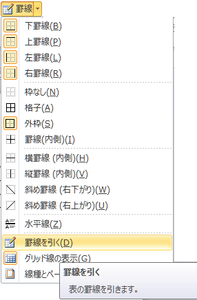 罫線を引く 罫線の削除 アイコンがない ぱそらぼ ぱぁと２